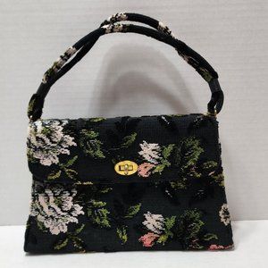 Vintage Markay Bags Tapestry Purse - Black Floral - Made in USA